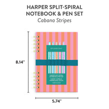 Load image into Gallery viewer, Cabana Stripes Harper Split-Spiral Notebook & Pen Set