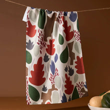 Load image into Gallery viewer, Cut Paper Leaves Cream Tea Towel