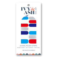 Load image into Gallery viewer, Red White & Sparkle | 4th of July Glitter Nail Art Nail Wrap
