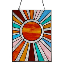 Load image into Gallery viewer, Lila Sunburst Stained Glass Panel