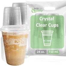 Load image into Gallery viewer, 24Oz Disposable PET Clear Plastic Smoothie Cups with Sip: 200pc