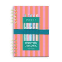 Load image into Gallery viewer, Cabana Stripes Harper Split-Spiral Notebook & Pen Set