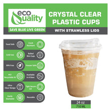 Load image into Gallery viewer, 24Oz Disposable PET Clear Plastic Smoothie Cups with Sip: 200pc