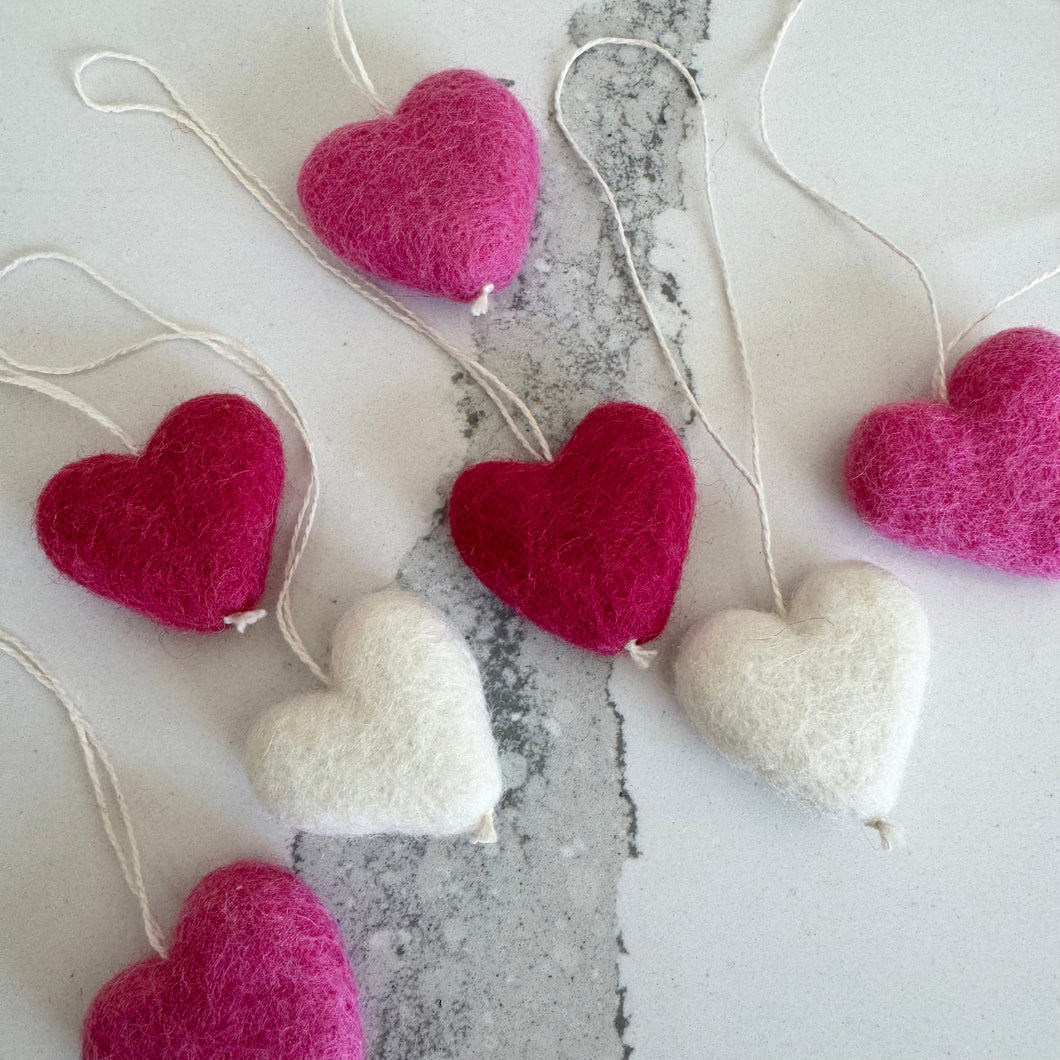 Felted Heart Ornament Singles Light Pink