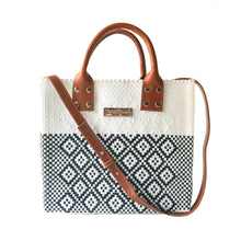 Load image into Gallery viewer, Tin Marin White Large Woven Crossbody Bag - Tan Leather