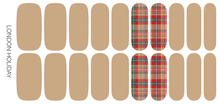 Load image into Gallery viewer, London Holiday | Beige with Plaid Accent Winter Nail Wraps