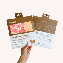 Load image into Gallery viewer, Papaya Reusable Paper Towel Sets + Hook