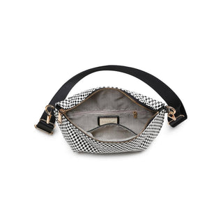 Gizelle - Small Checker Belt Bag: Black White