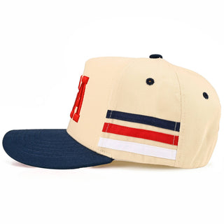 C.C 3 Lines Flag Letter on Two Tone Trucker Hat: Navy - Olita Gifts & Goods