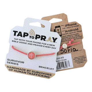 Tap To Pray® Survivor Series Bracelet: Mocha + Cross - Olita Gifts & Goods