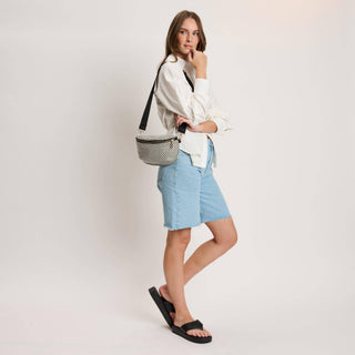 Gizelle - Small Checker Belt Bag: Black White
