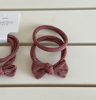 Red Striped Bow Seamless Hair Ties