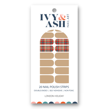Load image into Gallery viewer, London Holiday | Beige with Plaid Accent Winter Nail Wraps
