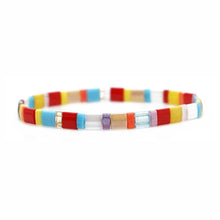 Load image into Gallery viewer, Boho Glass &amp; Hematite Beaded TILA Beads Stretch Bracelet -BJ: MIO0251B
