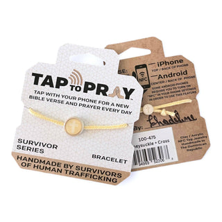 Tap To Pray® Survivor Series Bracelet: Mocha + Cross - Olita Gifts & Goods
