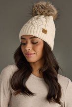 Load image into Gallery viewer, Beige Cable Knit Pom Hat
