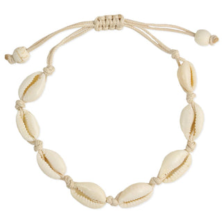 Beach Basics Tan Cord & Cowry Shell Anklet/Bracelet - Olita Gifts & Goods