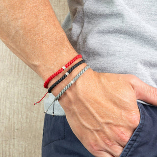 Men's Braided Bracelet | Rope Bracelet | Silver Bracelet | : Black - Olita Gifts & Goods