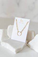 Load image into Gallery viewer, Rhodes paperclip necklace | circle charm |18k gold plated
