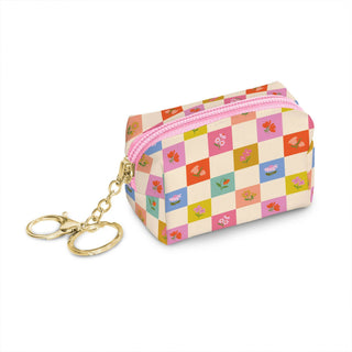Checkerboard Blooms Key Chain Pouch - Olita Gifts & Goods