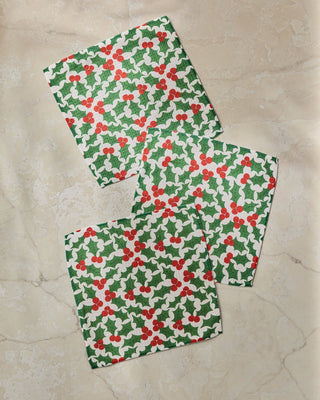 Festive Holly Dishcloth Set