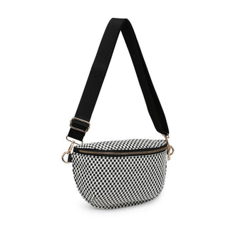 Gizelle - Small Checker Belt Bag: Black White