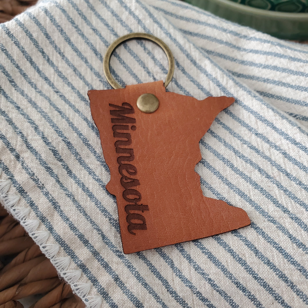 Minnesota Leather Keychain