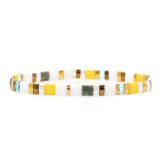 Boho Glass & Hematite Beaded TILA Beads Stretch Bracelet -BJ: MIO0091F - Olita Gifts & Goods