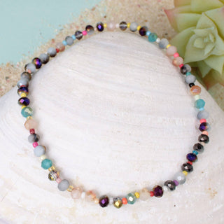 Shimmering Sea Multicolor Bead Stretch Anklet - Olita Gifts & Goods