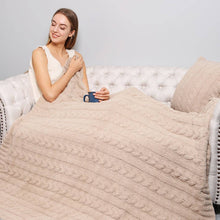 Load image into Gallery viewer, Braided Cable Knit Luxury Soft Throw Blanket: ONE SIZE / IVORY
