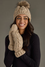 Load image into Gallery viewer, Taupe Cable Knit Pom Hat
