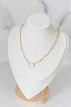Load image into Gallery viewer, Rhodes paperclip necklace | circle charm |18k gold plated

