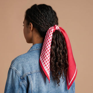Twirl & Tie Scarf Accessory-Gingham Red - Olita Gifts & Goods