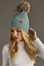Load image into Gallery viewer, Dusty Blue Knit Pom Hat
