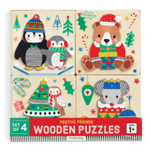 Load image into Gallery viewer, Festive Friends Set of 4 Wood Puzzles
