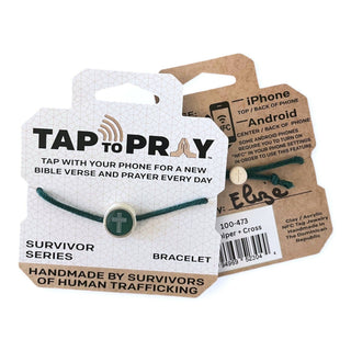 Tap To Pray® Survivor Series Bracelet: Mocha + Cross - Olita Gifts & Goods
