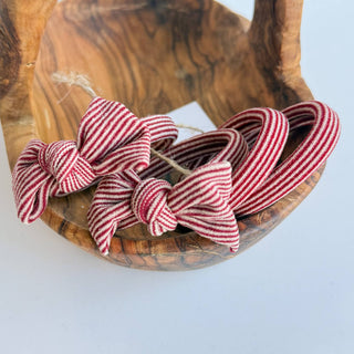 Red Striped Bow Seamless Hair Ties