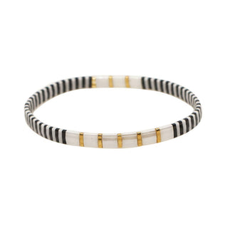 Boho Glass & Hematite Beaded TILA Beads Stretch Bracelet -BJ: MIO0091F - Olita Gifts & Goods
