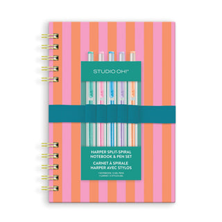 Cabana Stripes Harper Split - Spiral Notebook & Pen Set - Olita Gifts & Goods