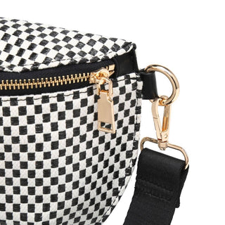 Gizelle - Small Checker Belt Bag: Black White