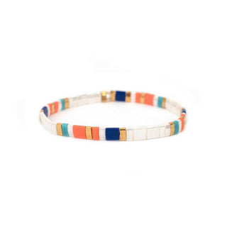 Boho Glass & Hematite Beaded TILA Beads Stretch Bracelet -BJ: MIO0091F - Olita Gifts & Goods