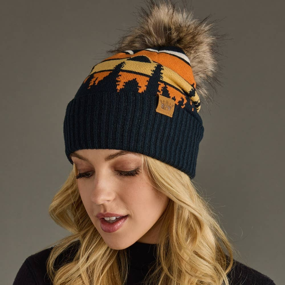 Navy Forest Pom Hat