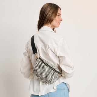 Gizelle - Small Checker Belt Bag: Black White