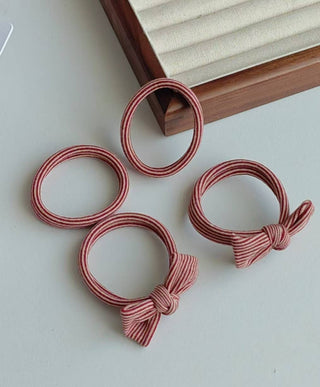 Red Striped Bow Seamless Hair Ties