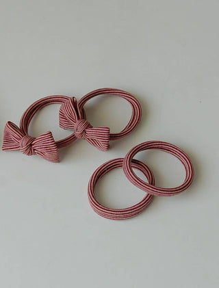 Red Striped Bow Seamless Hair Ties