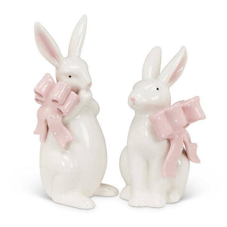 Standing Bunny with Pink Bow - 6.5"H - Olita Gifts & Goods
