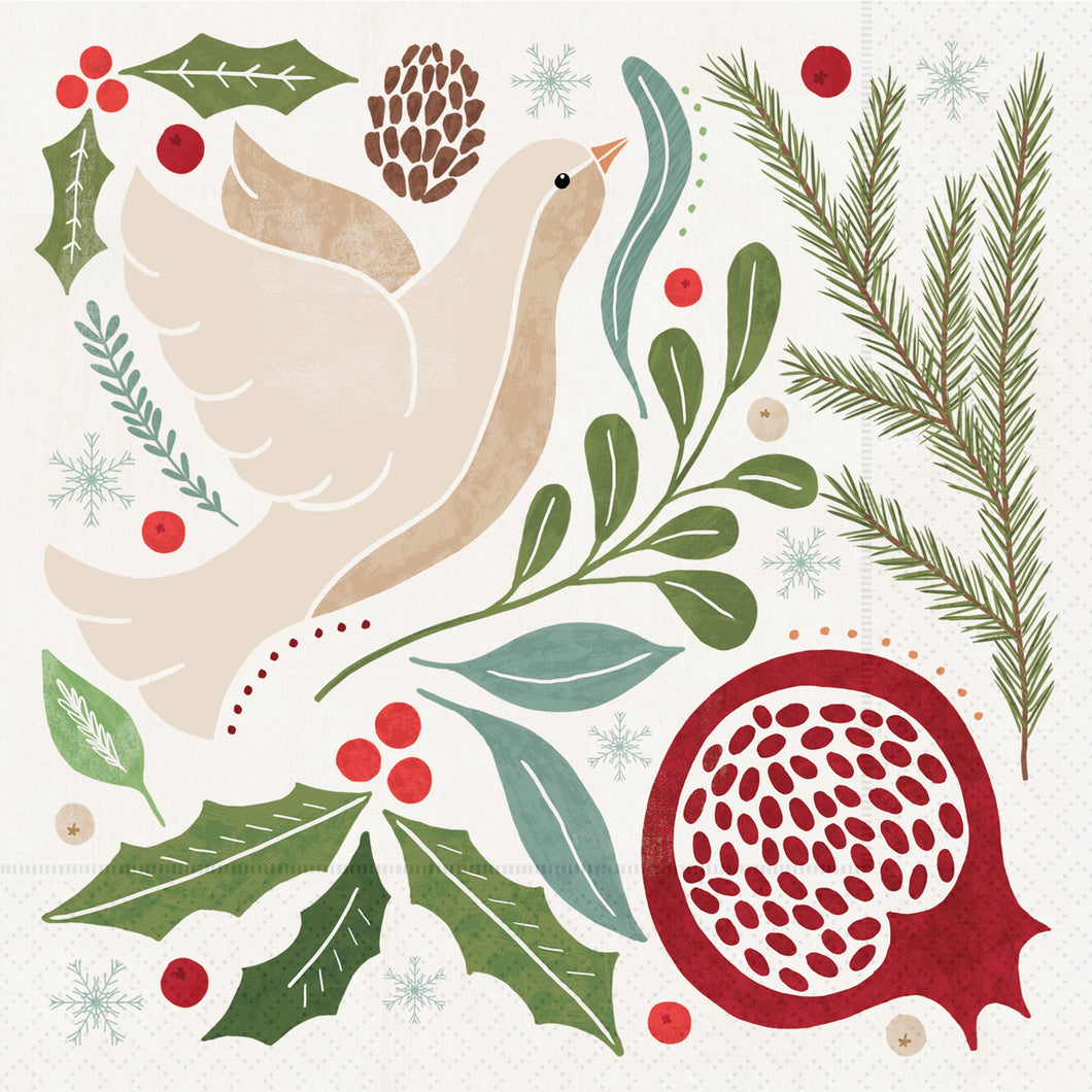 Winter Berry Dove Cocktail Napkins