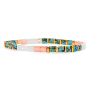 Boho Glass & Hematite Beaded TILA Beads Stretch Bracelet -BJ: MIO0032B - Olita Gifts & Goods