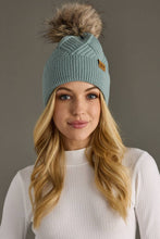 Load image into Gallery viewer, Dusty Blue Knit Pom Hat
