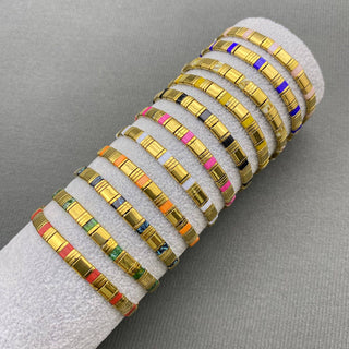 5mm Glass & Hematite Beaded Elastic TILA Bracelets - BJ: E - Olita Gifts & Goods